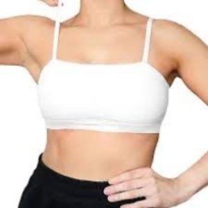Ajoxx Womens White Bandeau Small Sports Bras Bralette Adjustable Straps